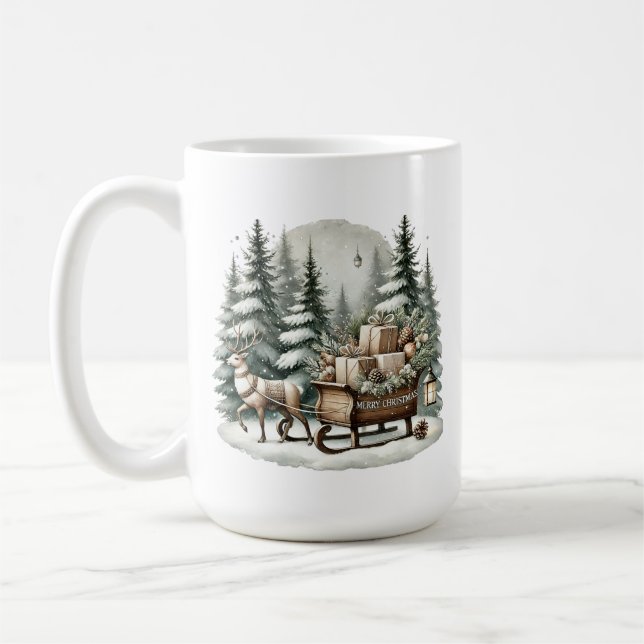 Caneca De Café Feliz Natal adicione monograma de represa (Esquerda)