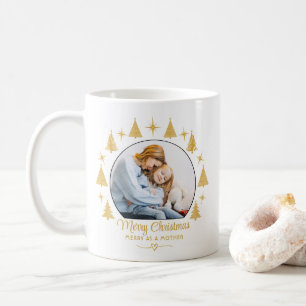 Caneca De Café Feliz Natal Alegre Como Uma Mãe Foto em Ouro Branc