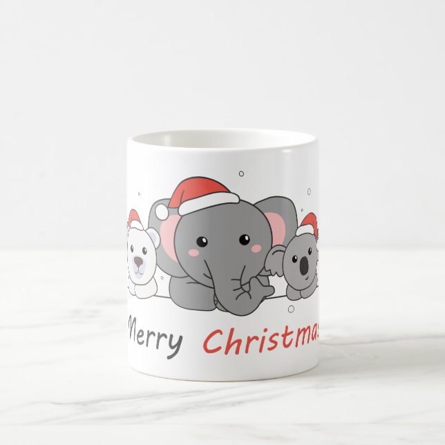 Caneca De Café Feliz Natal Animais Fofos Cof (Centro)