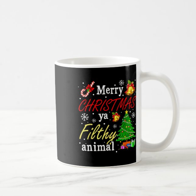 Caneca De Café Feliz Natal Animal Sujo Ya Engraçado Família Xmas (Direita)