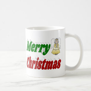 Caneca De Café Feliz Natal Anjo Vermelho Semipografia