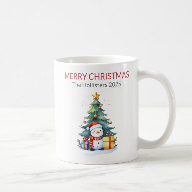 Caneca De Café Feliz Natal Árvore de Neve Personalizada Feriado (Direita)