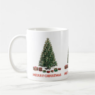 Caneca De Café Feliz Natal. Árvore (design 1) com presentes