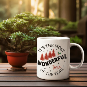 Caneca De Café Feliz Natal Árvores Vermelhas de Pinheiros