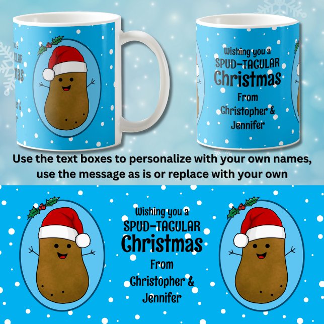 Caneca De Café Feliz Natal Batata Personalizado (Criador carregado)