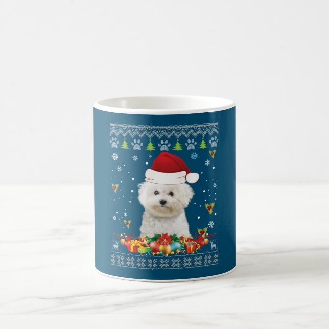 Caneca De Café Feliz Natal Bichons Frise Cachorro Feio (Centro)