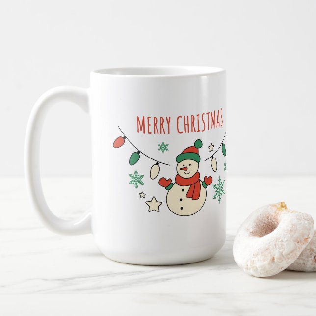 Caneca De Café Feliz Natal, Bonitão, Luzes de Natal (Com Donut)