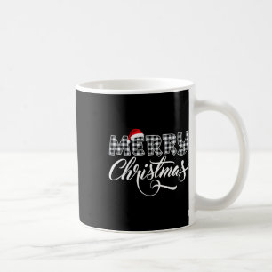 Caneca De Café Feliz Natal Búfalo Xadrez Preto e Branco Para