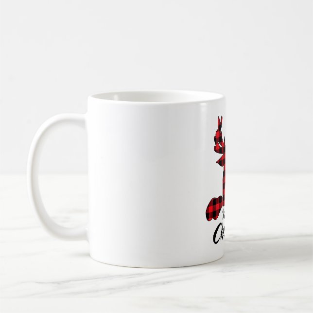 Caneca De Café Feliz Natal Buffalo Red Xadrez Reindeer Matchin (Esquerda)