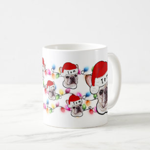 Caneca De Café Feliz Natal - Buldogue Francês Vestindo Papai Noel