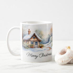 Caneca De Café Feliz Natal Cabine na paisagem nevada
