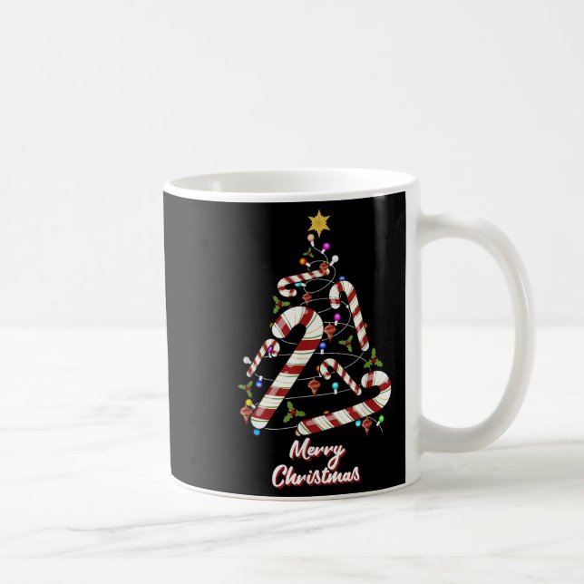 Caneca De Café Feliz Natal Cane Xmas Tree Women Boy Kid (Direita)