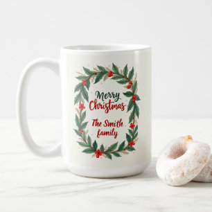 Caneca De Café Feliz Natal Com Coroa E Nome