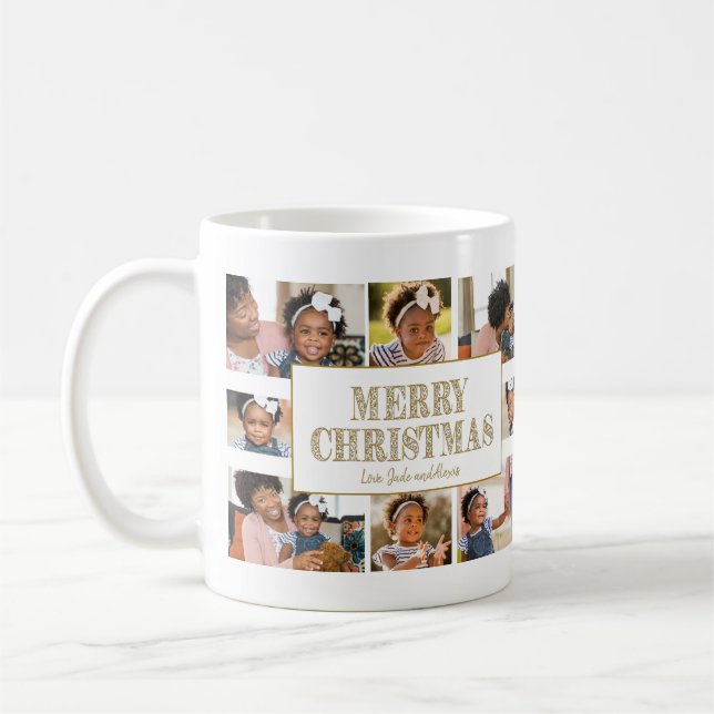 Caneca De Café Feliz Natal Crie Sua Própria Colagem de Fotos 8 (Esquerda)