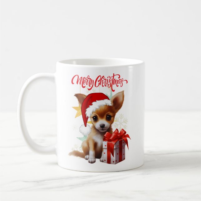 Caneca De Café Feliz Natal - Cute Puppy - (Esquerda)