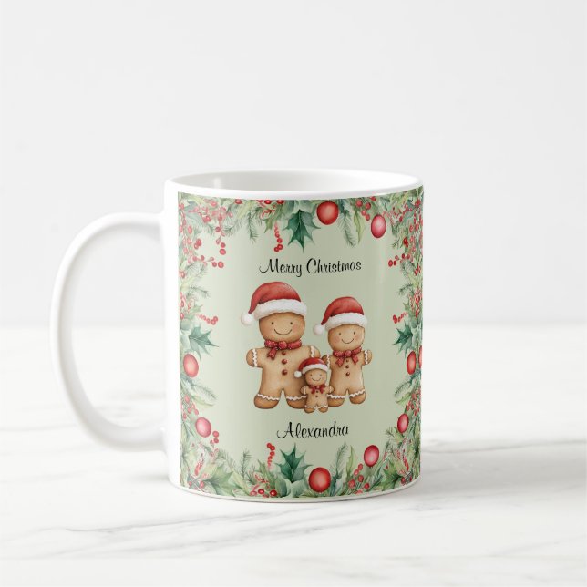 Caneca De Café Feliz Natal da Família Cookie Gingercake (Esquerda)