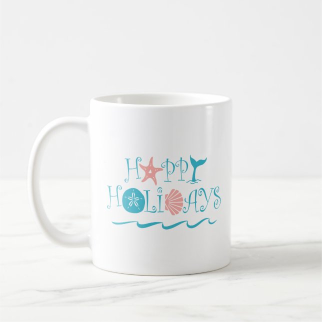 Caneca De Café Feliz Natal de Seashore Beach Seashell (Esquerda)
