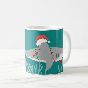 Caneca De Café Feliz Natal De Tubarão Com Nome