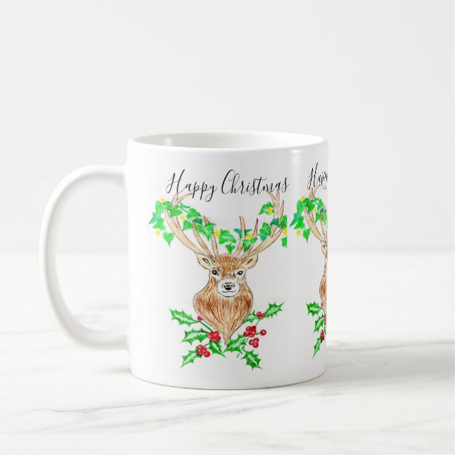 Caneca De Café Feliz Natal Deer (Esquerda)