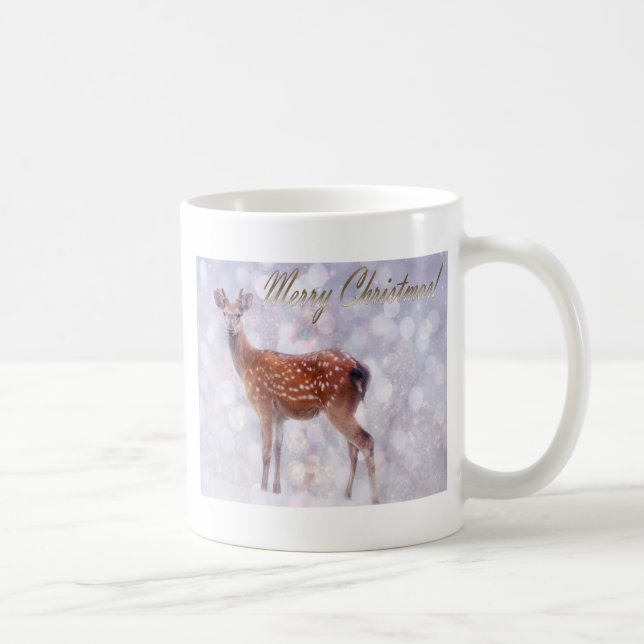 Caneca De Café Feliz Natal Deer Amigos na Neve (Direita)