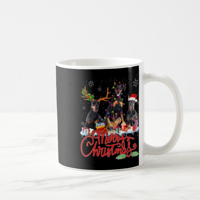 Caneca De Café Feliz Natal Doberman Pinscher Dogs Papais noeis Re (Direita)
