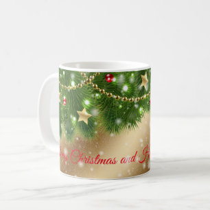 Caneca De Café Feliz Natal Dourado