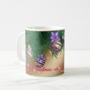 Caneca De Café Feliz Natal Dourado