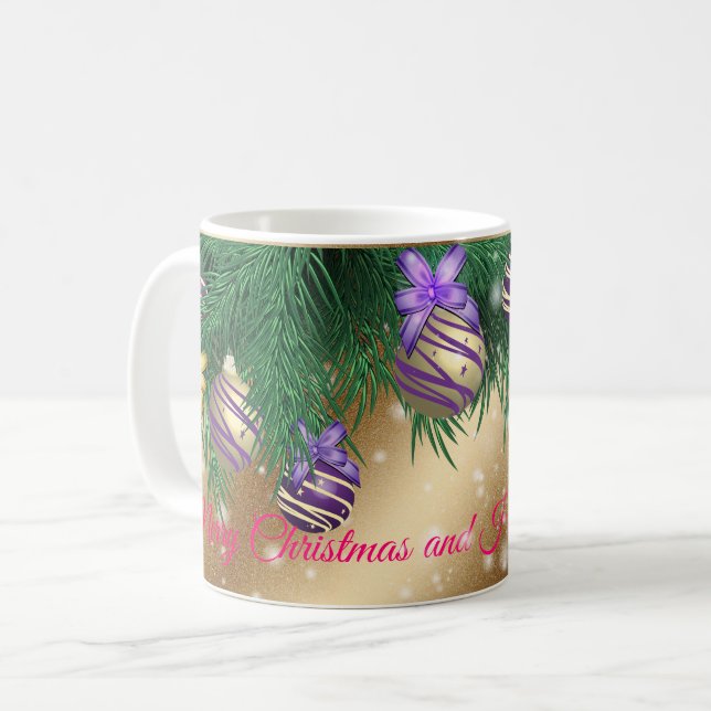 Caneca De Café Feliz Natal Dourado (Frente Esquerda)