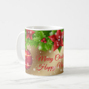 Caneca De Café Feliz Natal Dourado