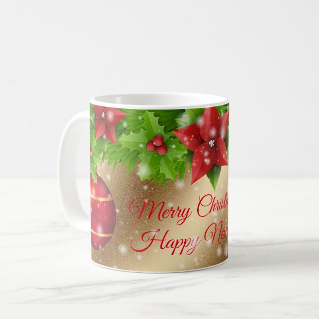 Caneca De Café Feliz Natal Dourado (Frente Esquerda)