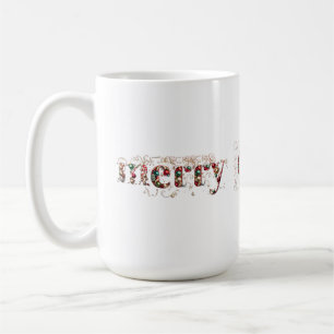 Caneca De Café Feliz Natal Dourado e Texto de Balas