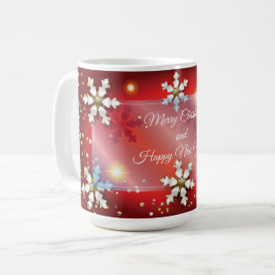Caneca De Café Feliz Natal e Ano Novo! Vermelho prateado 20XX