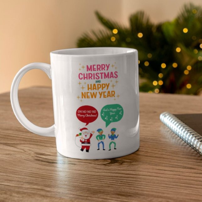 Caneca De Café Feliz Natal e Feliz ano novo (Criador carregado)