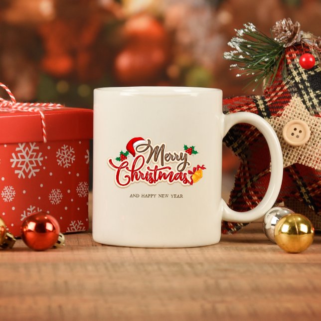 Caneca De Café Feliz Natal e Feliz ano novo Férias Festivas ("Merry Christmas & Happy New Year" Festive Holiday Coffee Mug
)