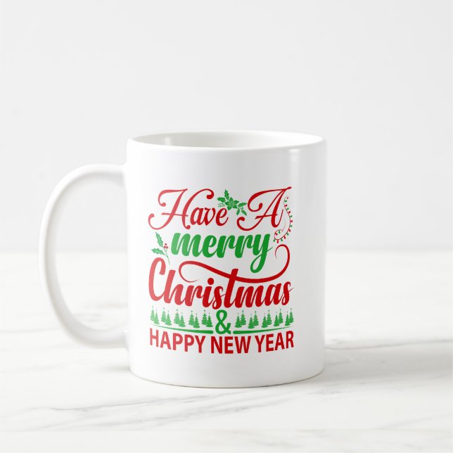 Caneca De Café Feliz Natal e Feliz ano novo | Férias Festivas (Esquerda)
