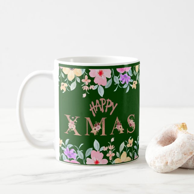 Caneca De Café Feliz Natal Elegante (Com Donut)