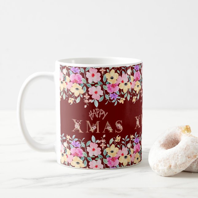 Caneca De Café Feliz Natal Elegante (Com Donut)