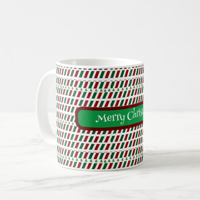 Caneca De Café Feliz Natal Elegante e moderno personalização (Frente Esquerda)