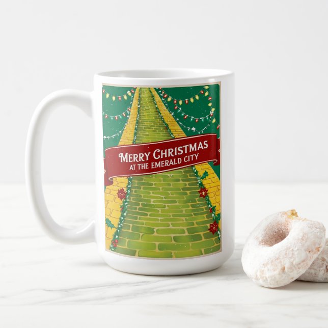 Caneca De Café Feliz Natal em Emerald City (Com Donut)