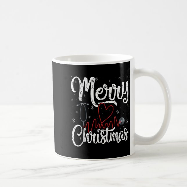 Caneca De Café Feliz Natal Enfermeira Estetoscópio de Enfermagem, (Direita)
