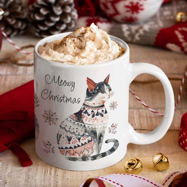 Caneca De Café Feliz Natal Feliz Natal Amantes de Gato Louco (Criador carregado)