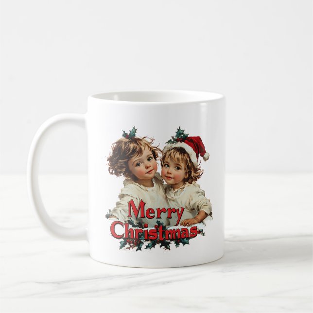 Caneca De Café Feliz Natal - Feliz Natal com Criança Bonita (Esquerda)