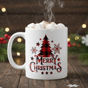 Caneca De Café Feliz Natal Feriado de Xadrez de Buffalo