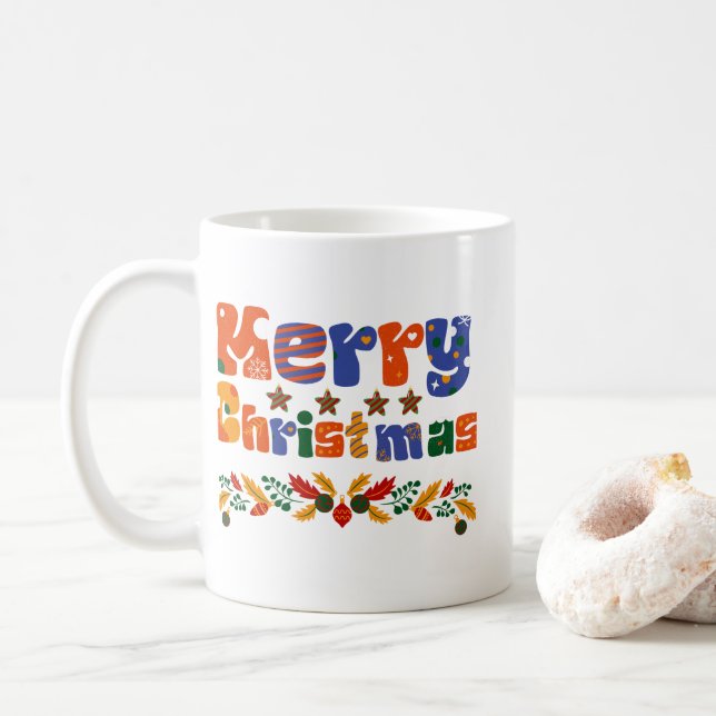 Caneca De Café Feliz Natal Férias (Com Donut)