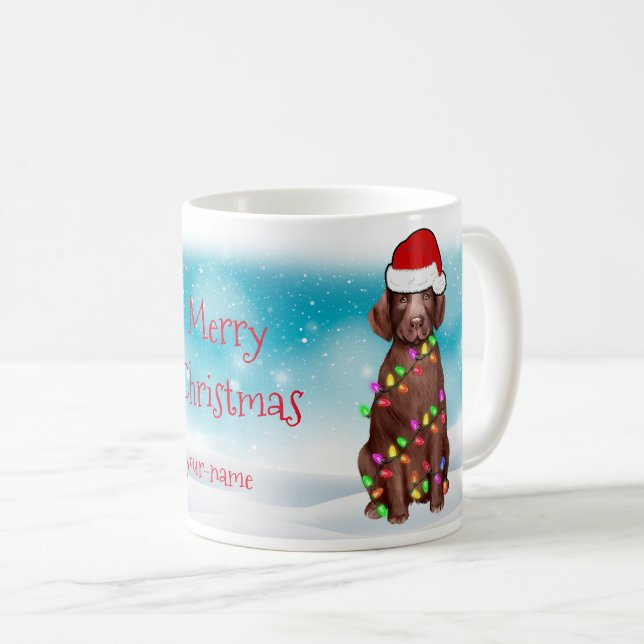 Caneca De Café Feliz Natal Férias Labrador Retriever Papai Noel (Frente Esquerda)