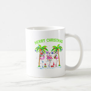 Caneca De Café Feliz Natal Flamingo Natal Luz da Palmeira Trop