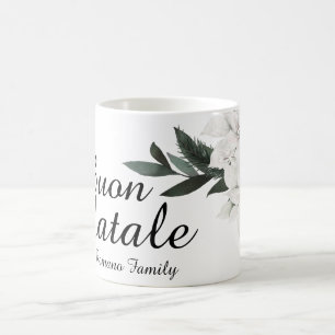 Caneca De Café Feliz Natal Floral de Natal Italiano