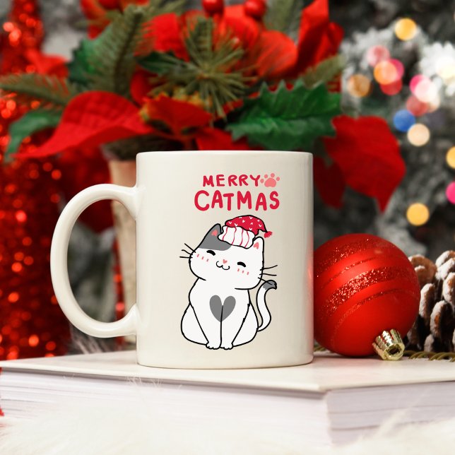 Caneca De Café Feliz Natal Gato (Criador carregado)
