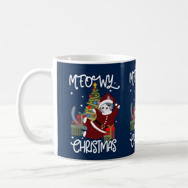 Caneca De Café Feliz Natal, Gato Engraçado, Pão (Esquerda)