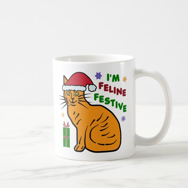 Caneca De Café Feliz Natal Gato Felino Férias Festivas (Direita)